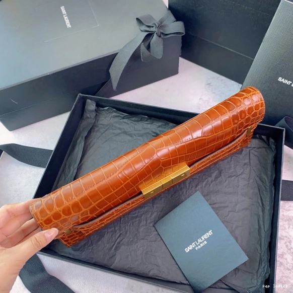 Repladies REP YSL CROCODILE-EMBOSSED MANHATTAN CLUTCH IN LEATHER 0712